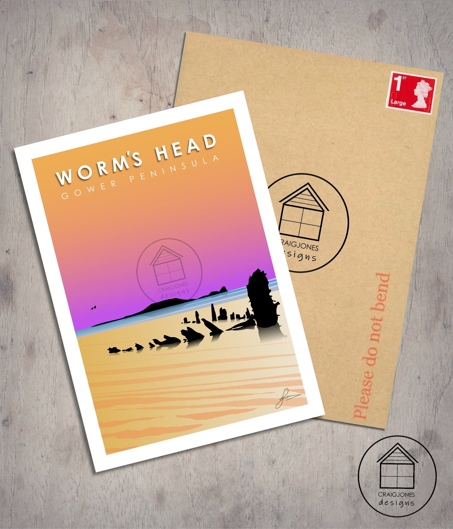 Worm’s Head Helvetia, Gower Peninsula Print, Gloss Card, Unframed