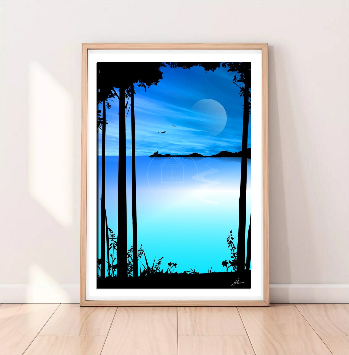 Mumbles Moonlight Print, Gower Peninsula, Gloss Card, Unframed
