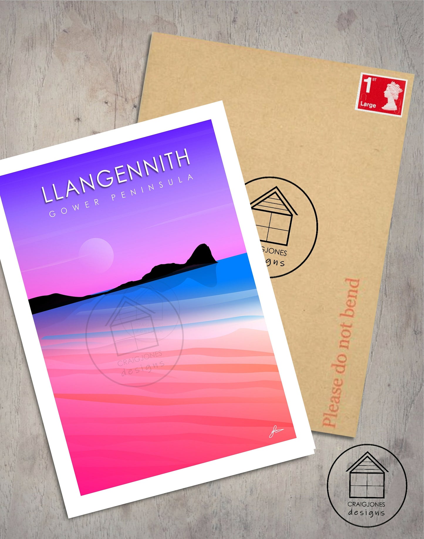 Llangennith Pink, Gower Peninsula Print, Gloss Card, Unframed