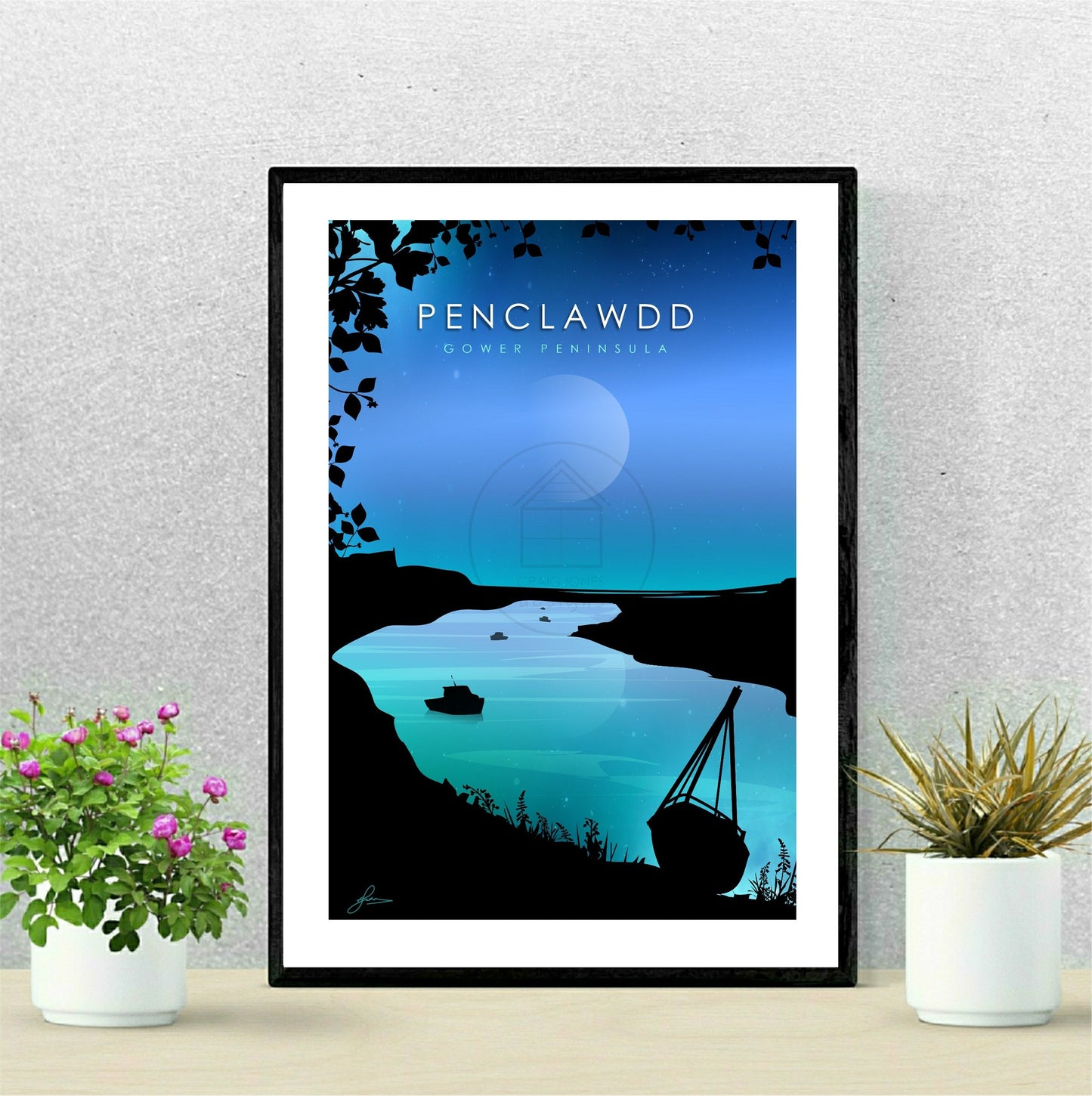Penclawdd under the stars, Gower Peninsula Print, Gloss Card, Unframed