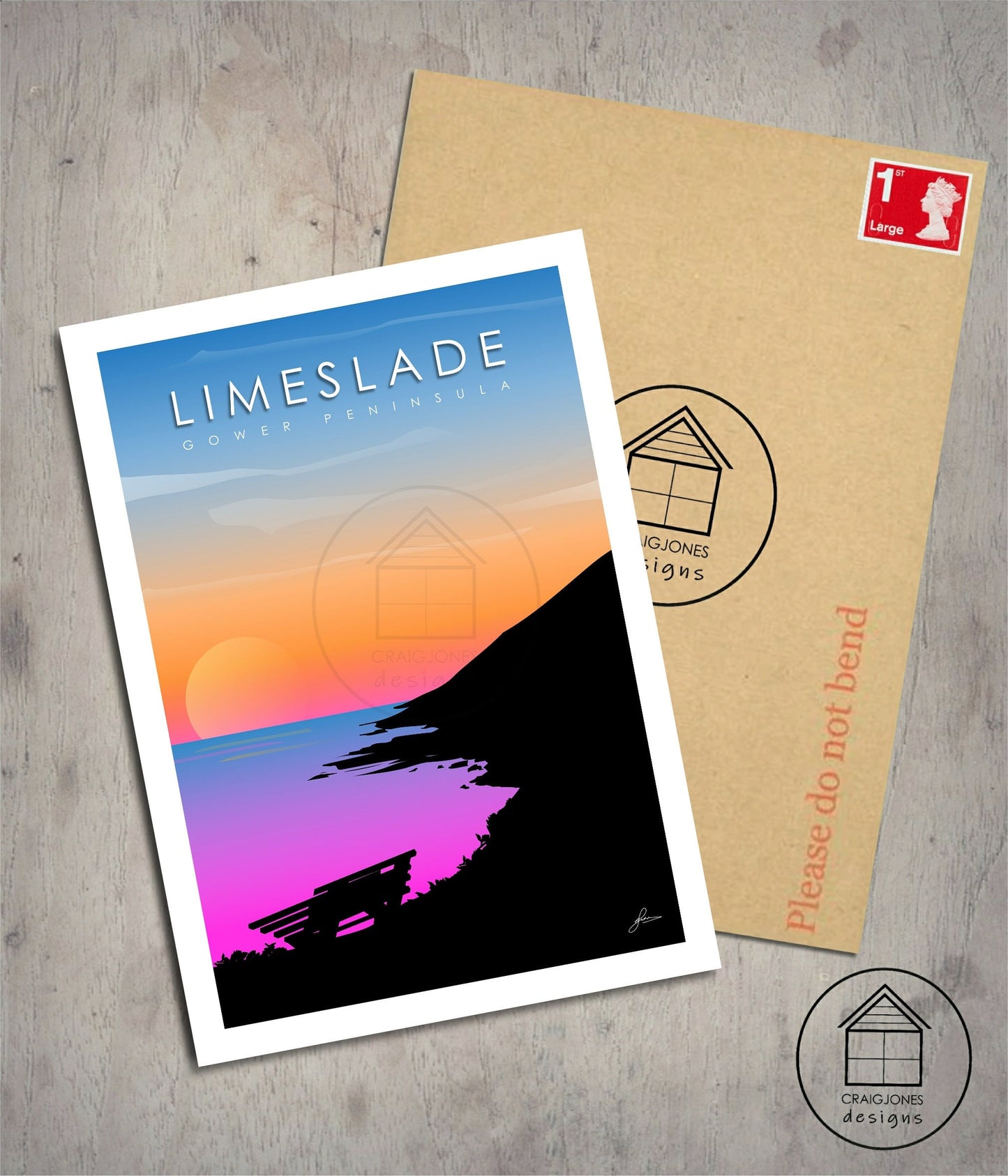 Limeslade, Gower Peninsula, Print Gloss Card, Unframed