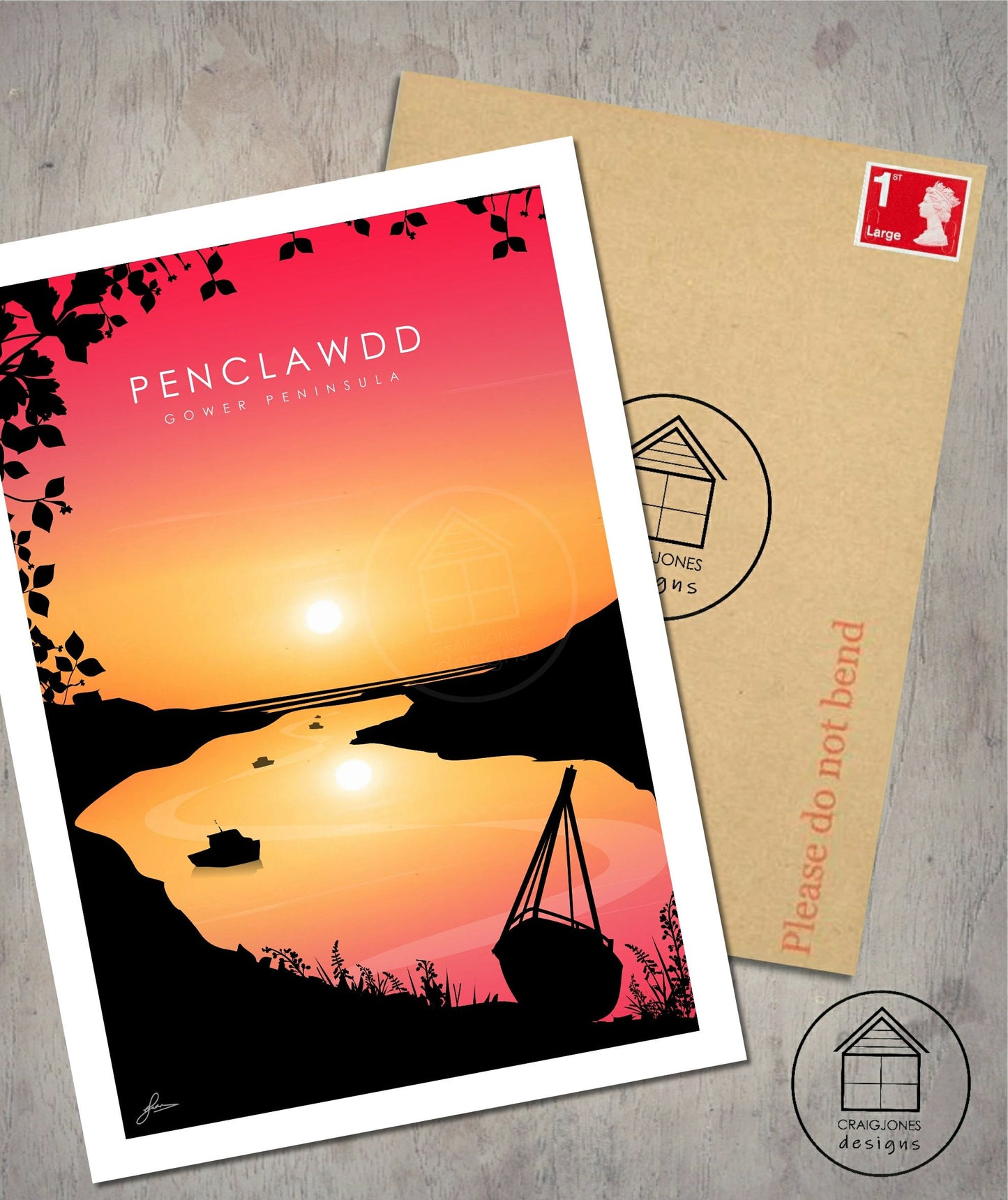 Penclawdd, Gower Peninsula Print, Gloss Card, Unframed