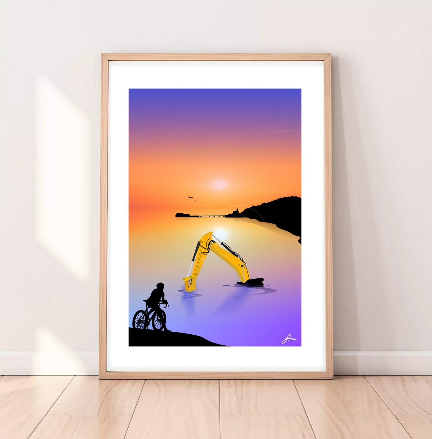 Mumbles Digger, Gower Peninsula Print, Gloss Card Unframed