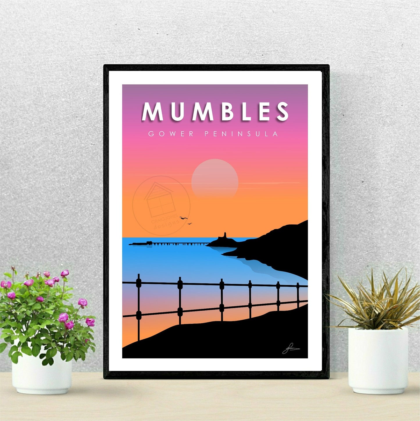 Mumbles Sunrise, Gower Peninsula Print, Gloss Card, Unframed