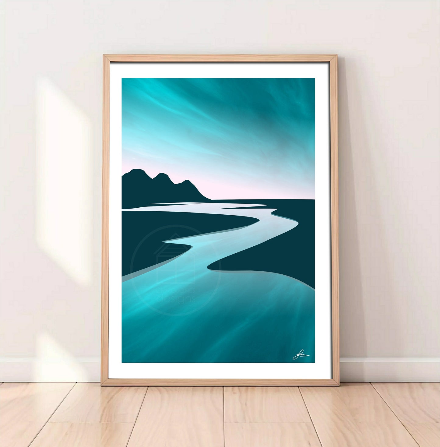 Three Cliffs Bay Frozen View, Gower Peninsula Print, Gloss Card, Unframed