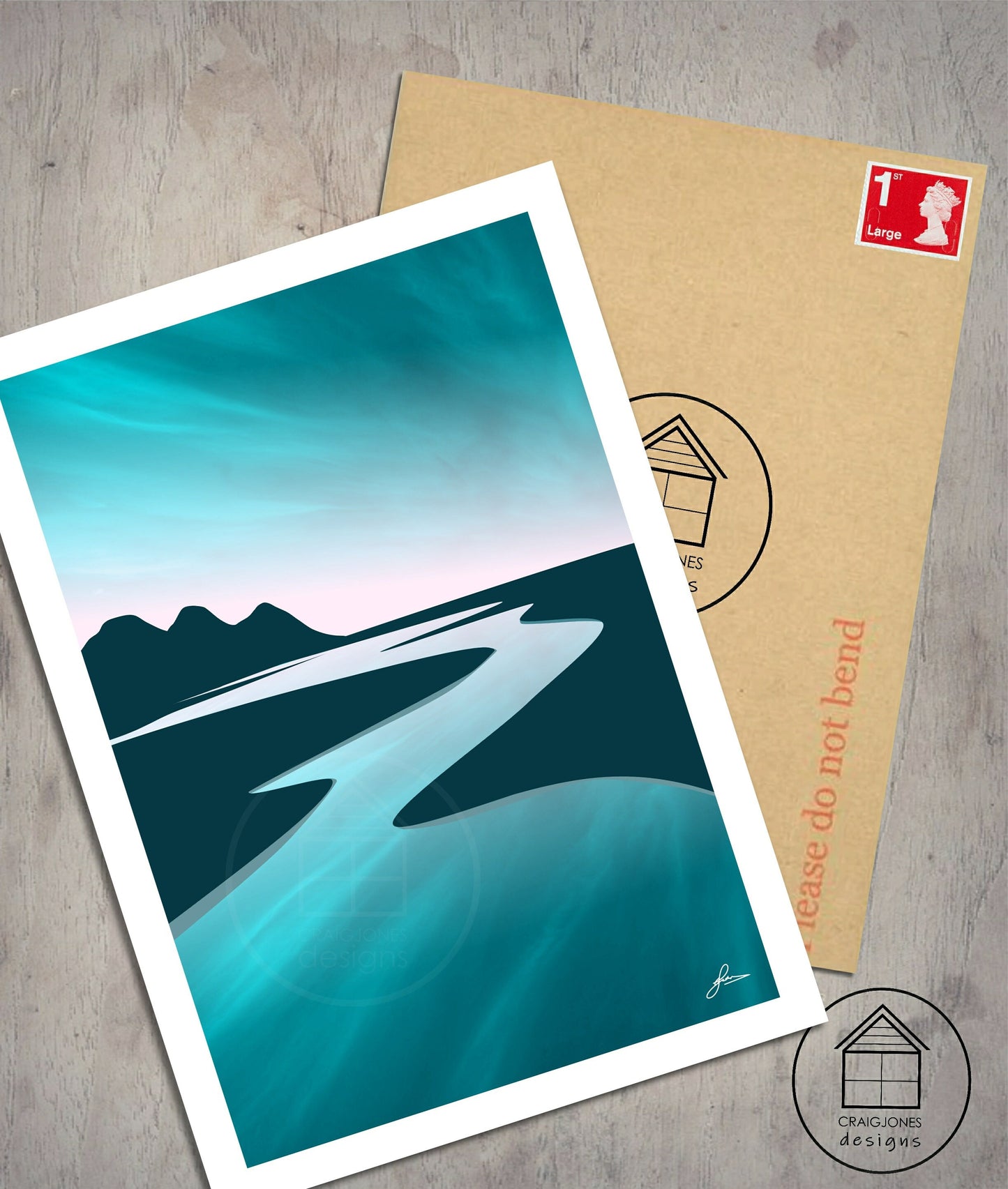 Three Cliffs Bay Frozen View, Gower Peninsula Print, Gloss Card, Unframed