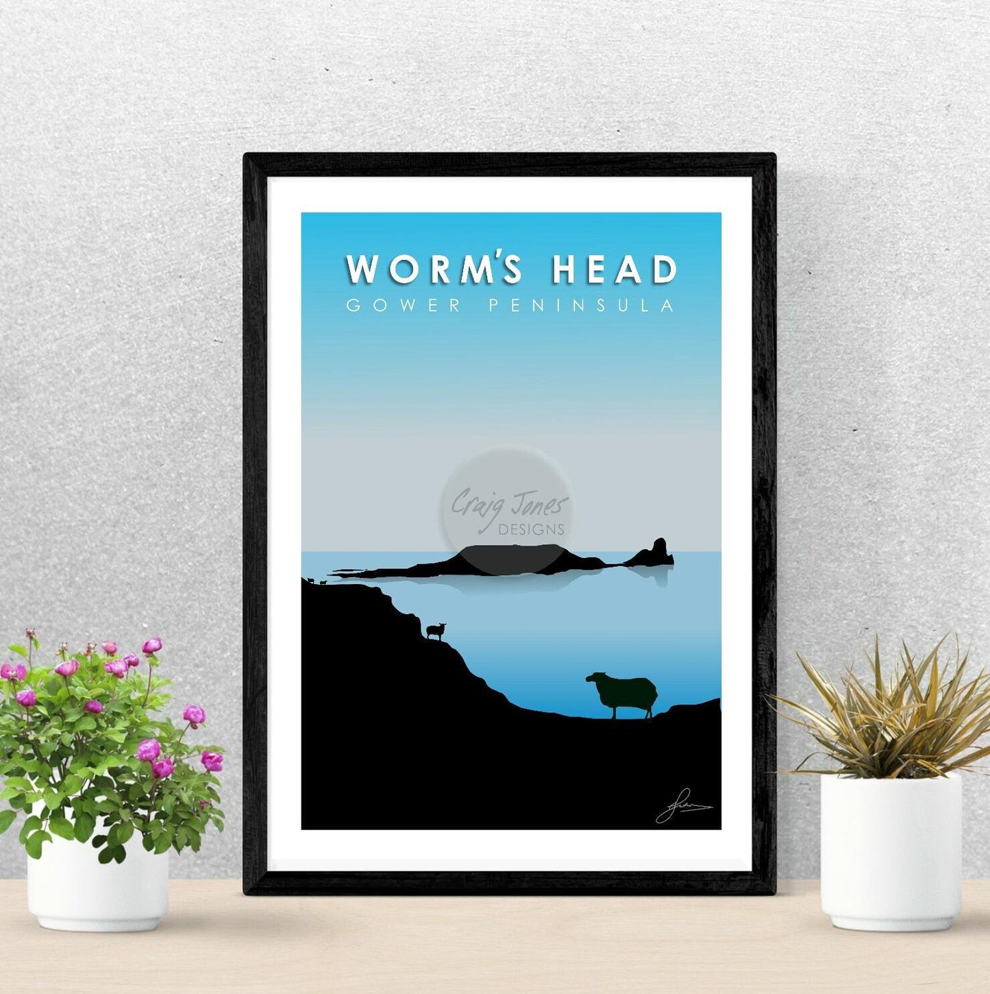 Worm’s Head Blue, Gower Peninsula Print Gloss Card Unframed