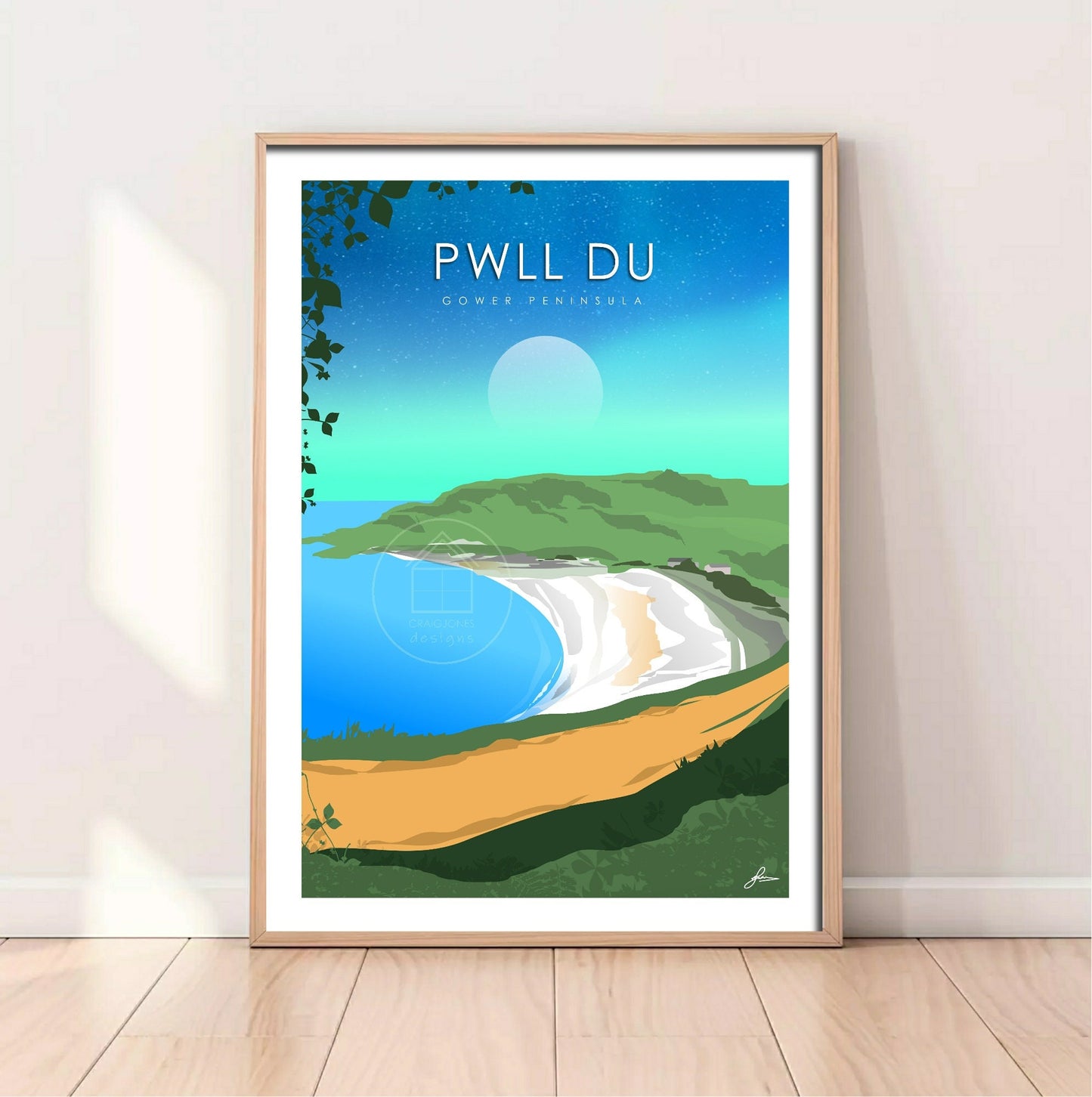 Pwll Du Bay Night, Gower Peninsula Print, Gloss Card, Unframed