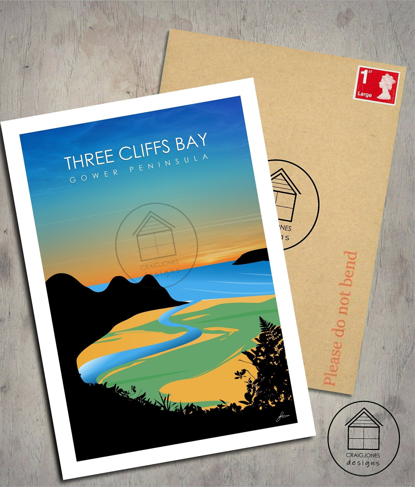 Three Cliffs Bay, Gower Peninsula Print, Gloss Card, Unframed