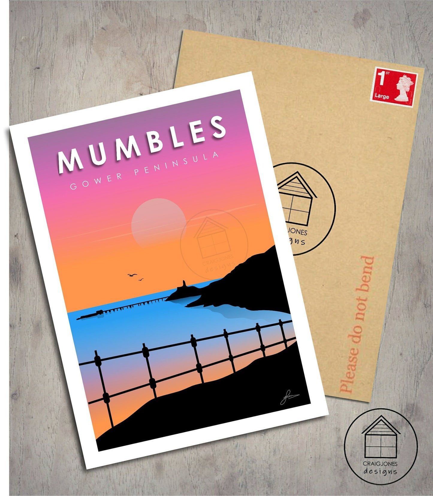 Mumbles Sunrise, Gower Peninsula Print, Gloss Card, Unframed