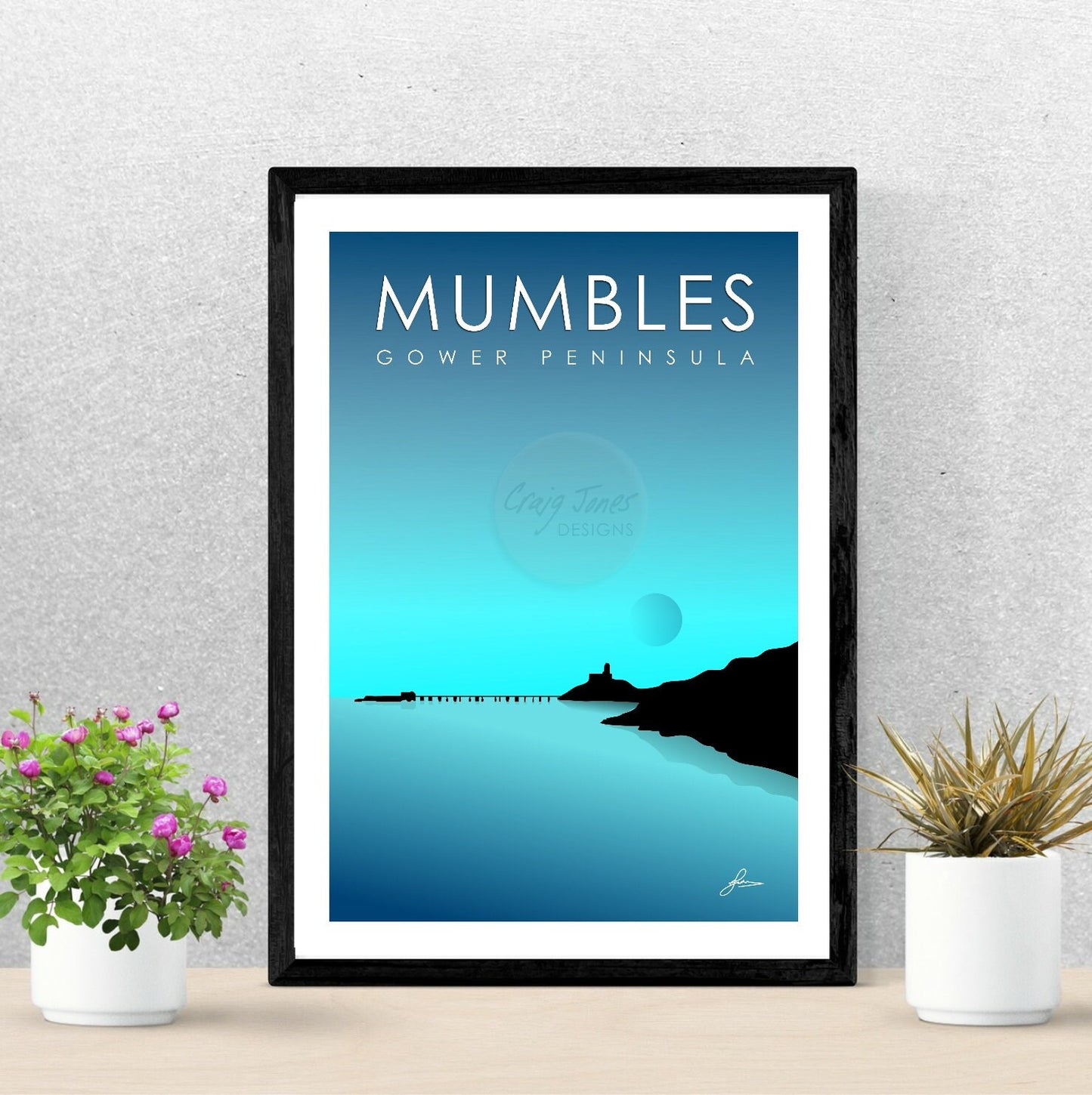 Mumbles Fading Light, Gower Peninsula Print, Gloss Card, Unframed