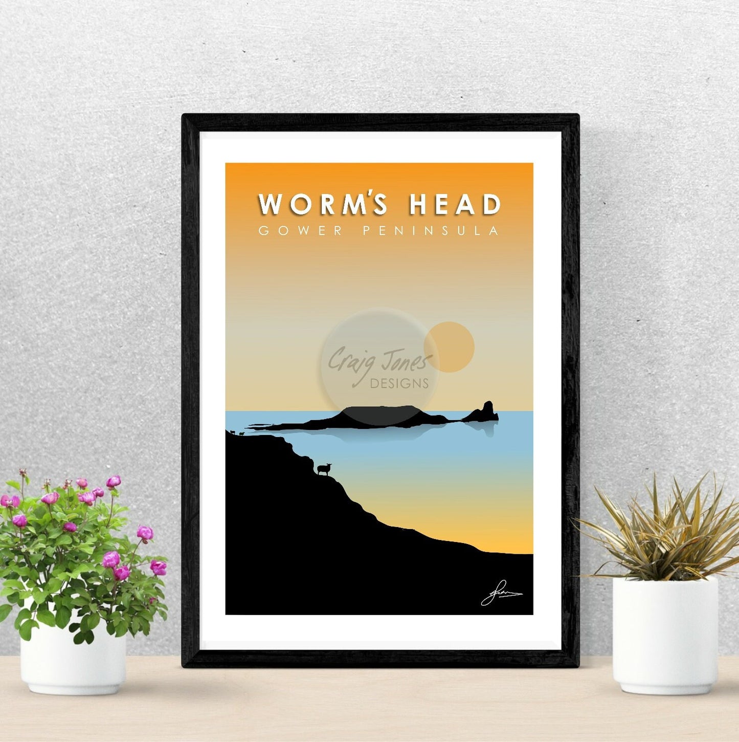 Worm's Head Gold, Gower Peninsula Print, Gloss Card, Unframed