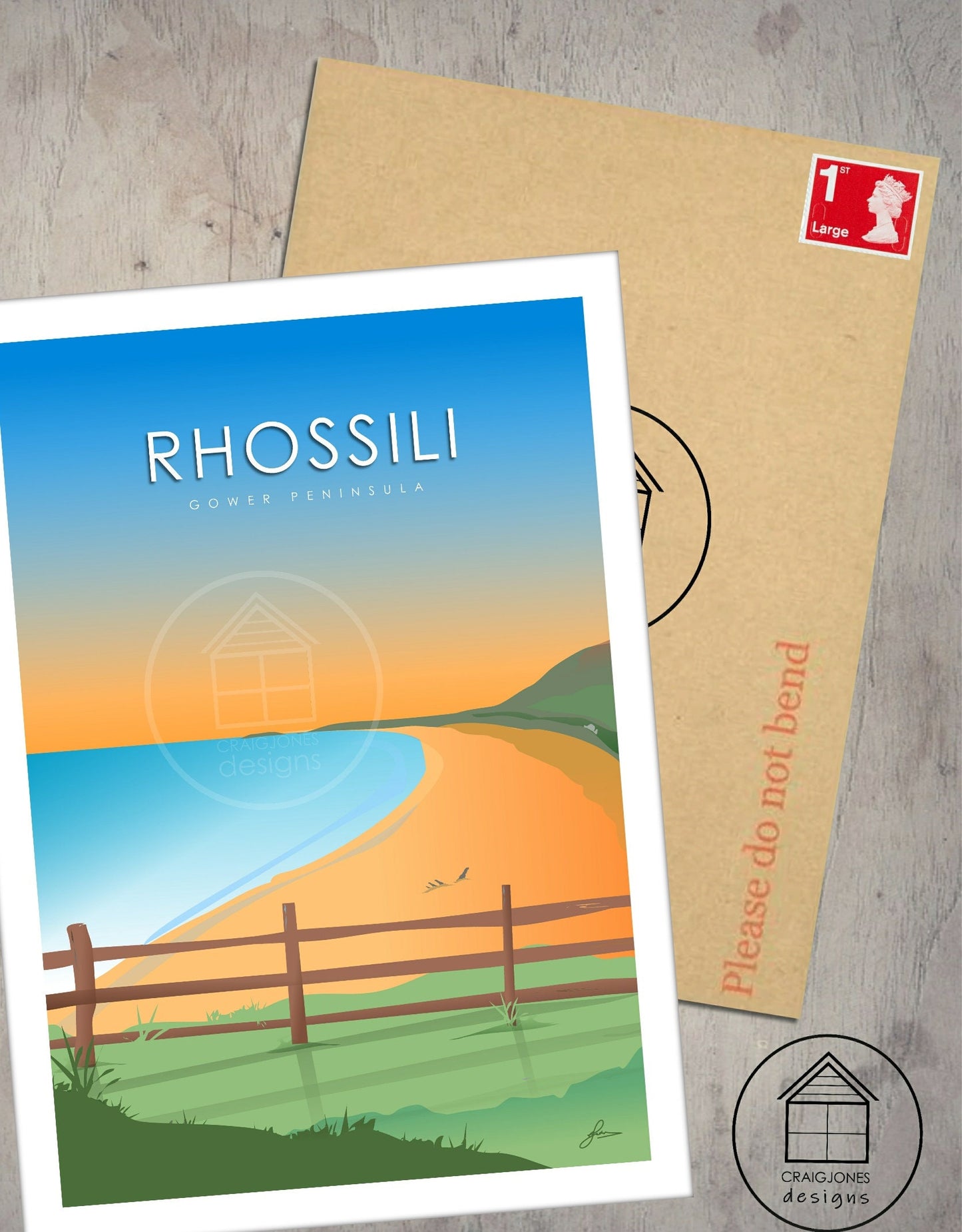Rhossili Bay, Gower Peninsula Print, Gloss Card, Unframed