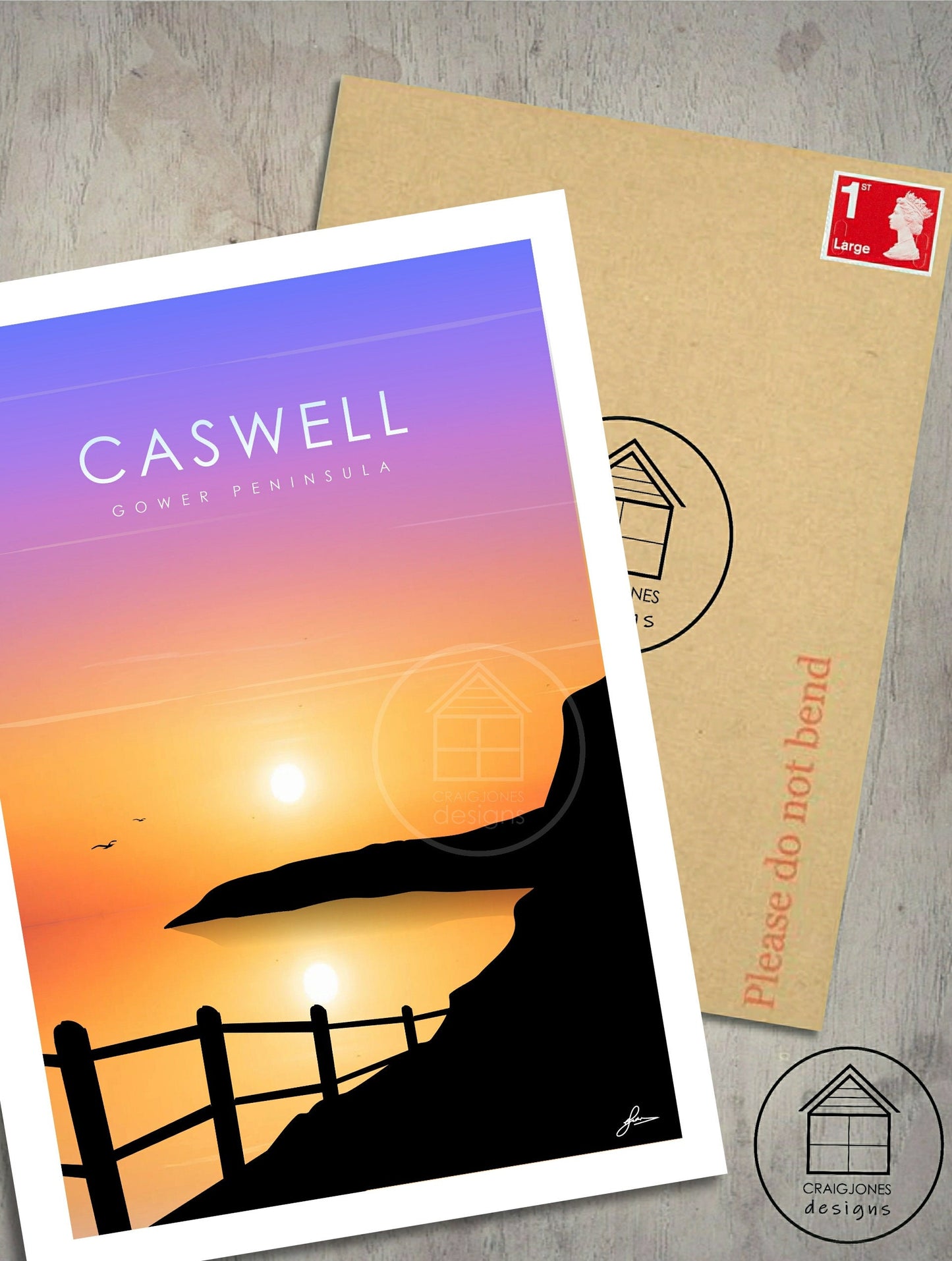 Caswell Bay, Gower Peninsula Print, Gloss Card, Unframed