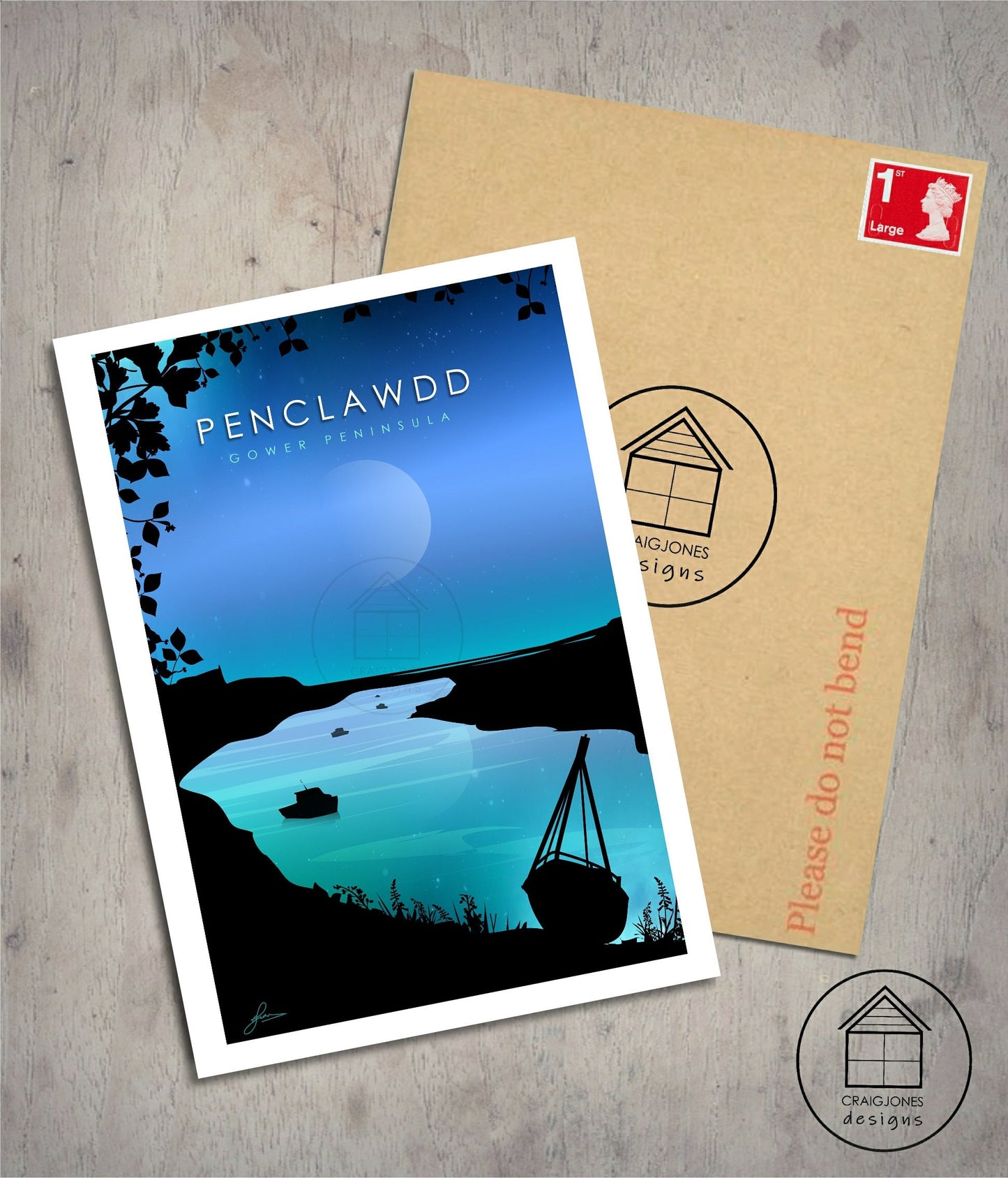 Penclawdd under the stars, Gower Peninsula Print, Gloss Card, Unframed