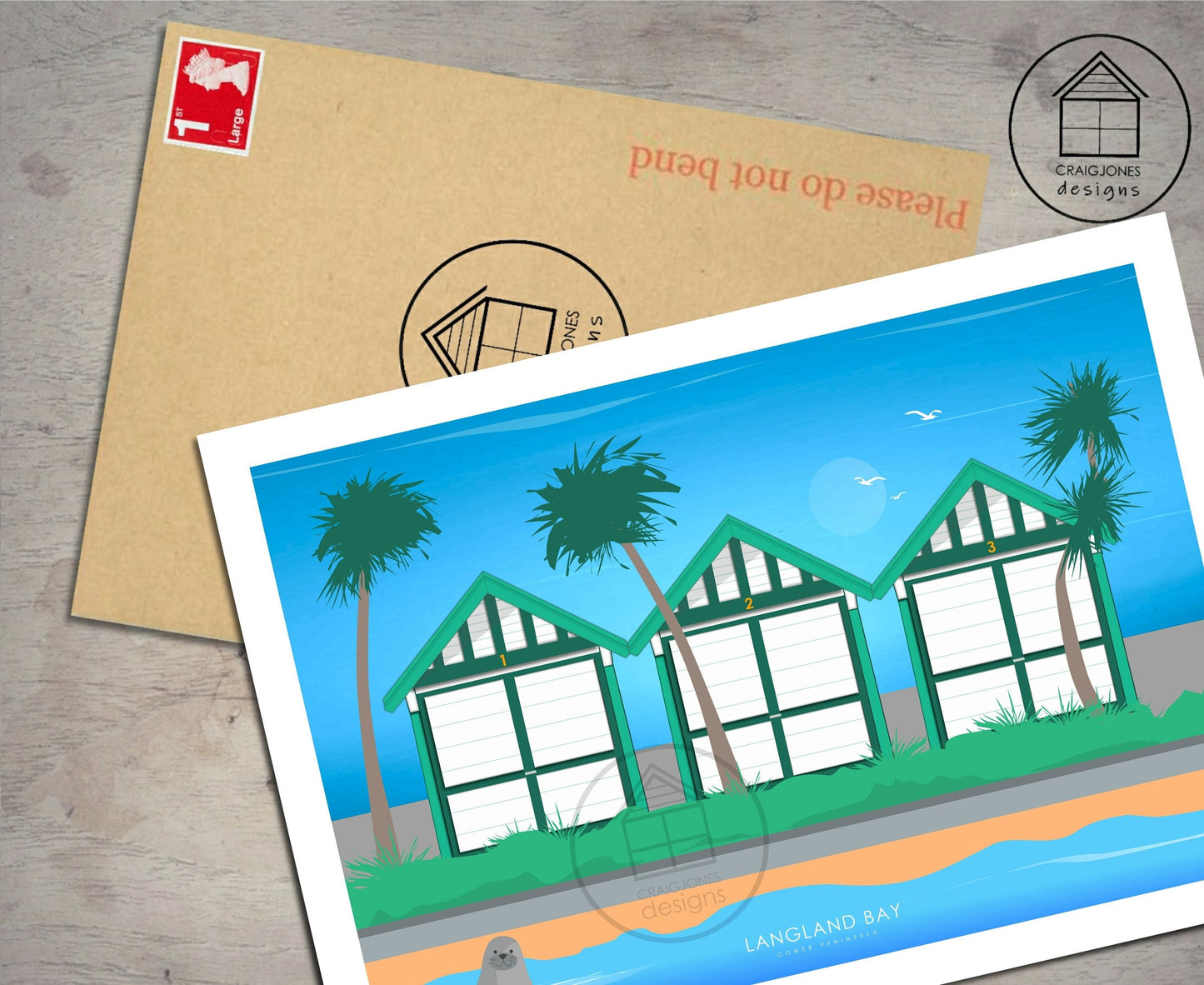 Langland Bay, Gower Peninsula Print, Gloss Card, Unframed