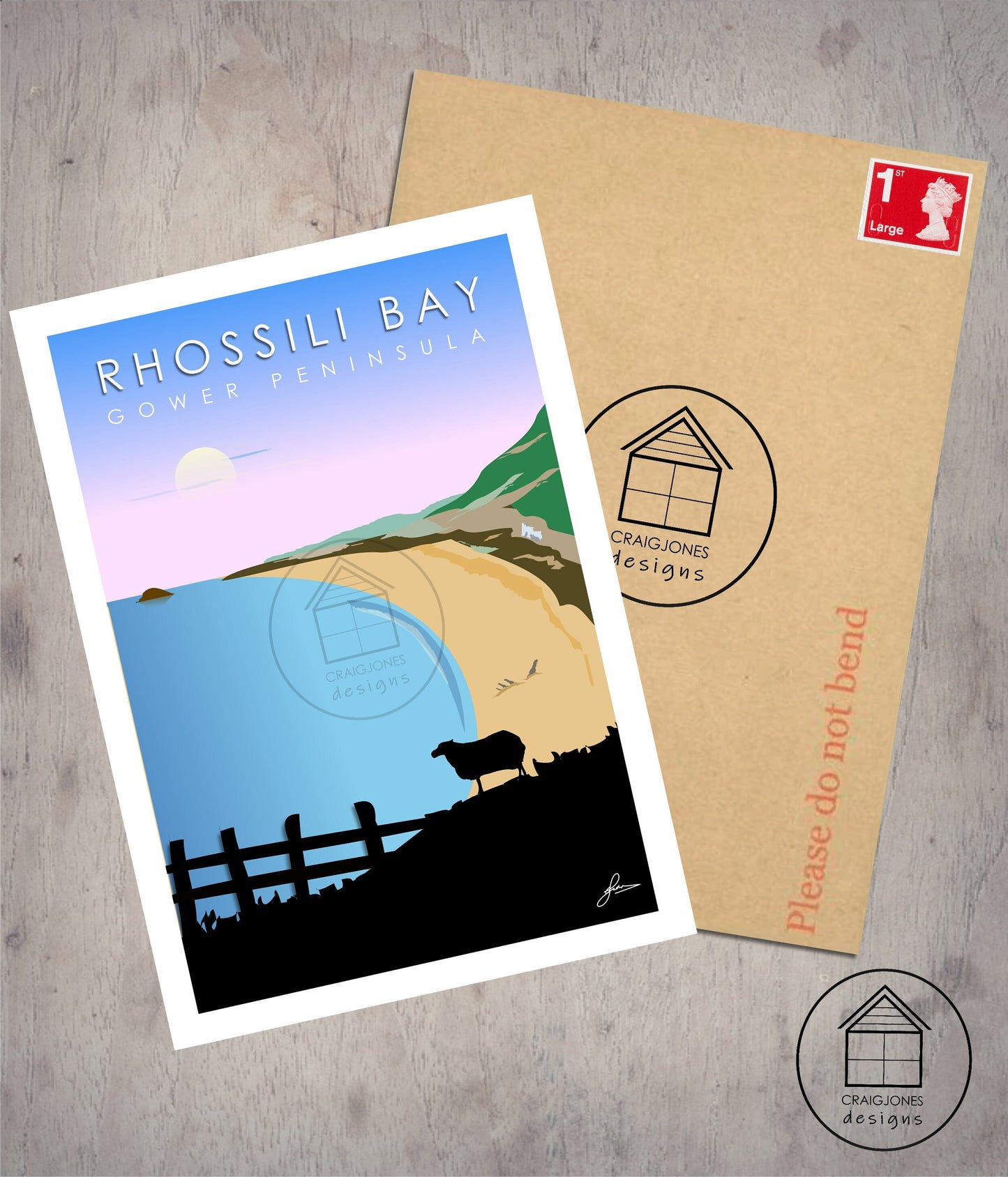 Rhossili Bay, Gower Peninsula Print, Gloss Card, Unframed