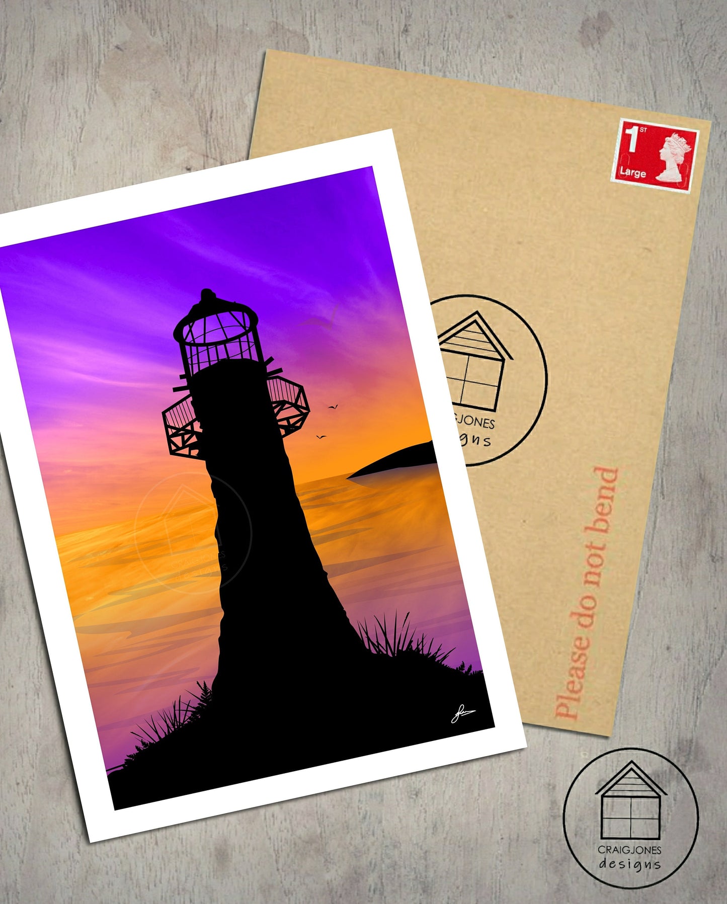 Whiteford Lighthouse, Gower Peninsula Print, Gloss Card, Unframed