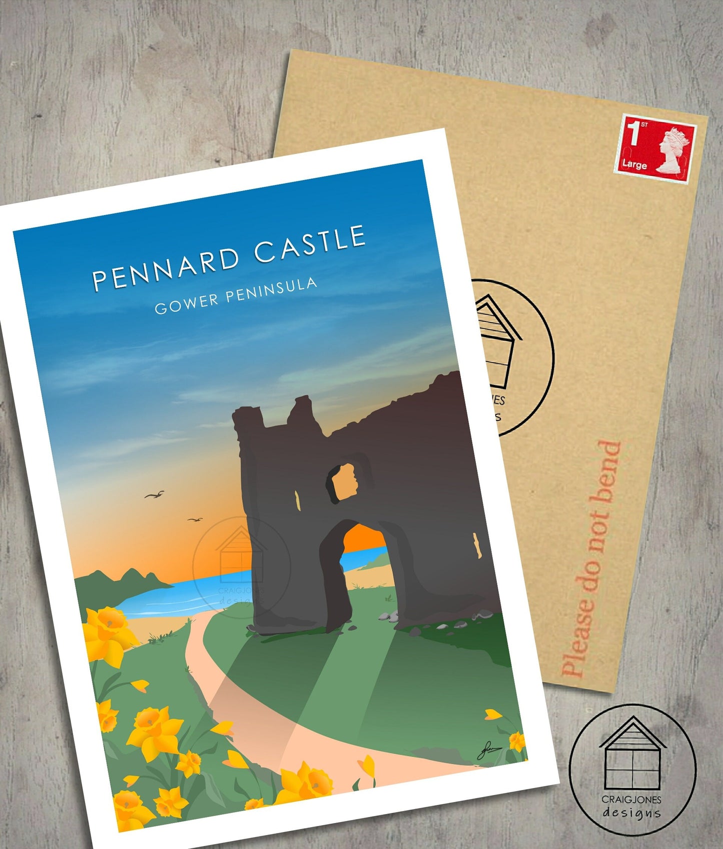 Pennard Castle, Gower Peninsula Print, Gloss Card, Unframed