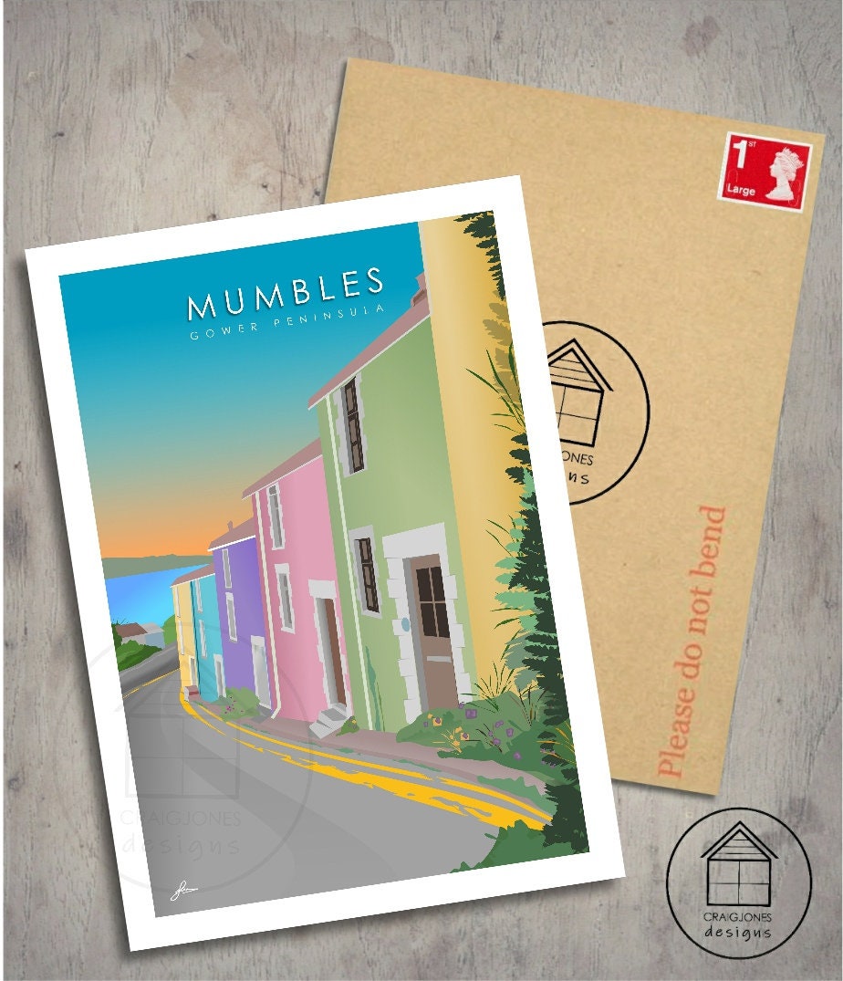 Mumbles Village, Gower Peninsula Print, Gloss Card, Unframed