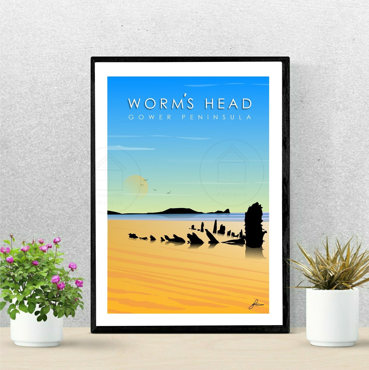 Worm’s Head Helvetia Gold, Gower Peninsula Print, Gloss Card, Unframed
