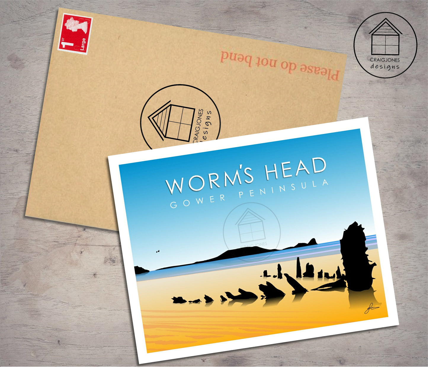 Worm’s Head Helvetia Landscape, Gower Peninsula Print, Gloss Card, Unframed