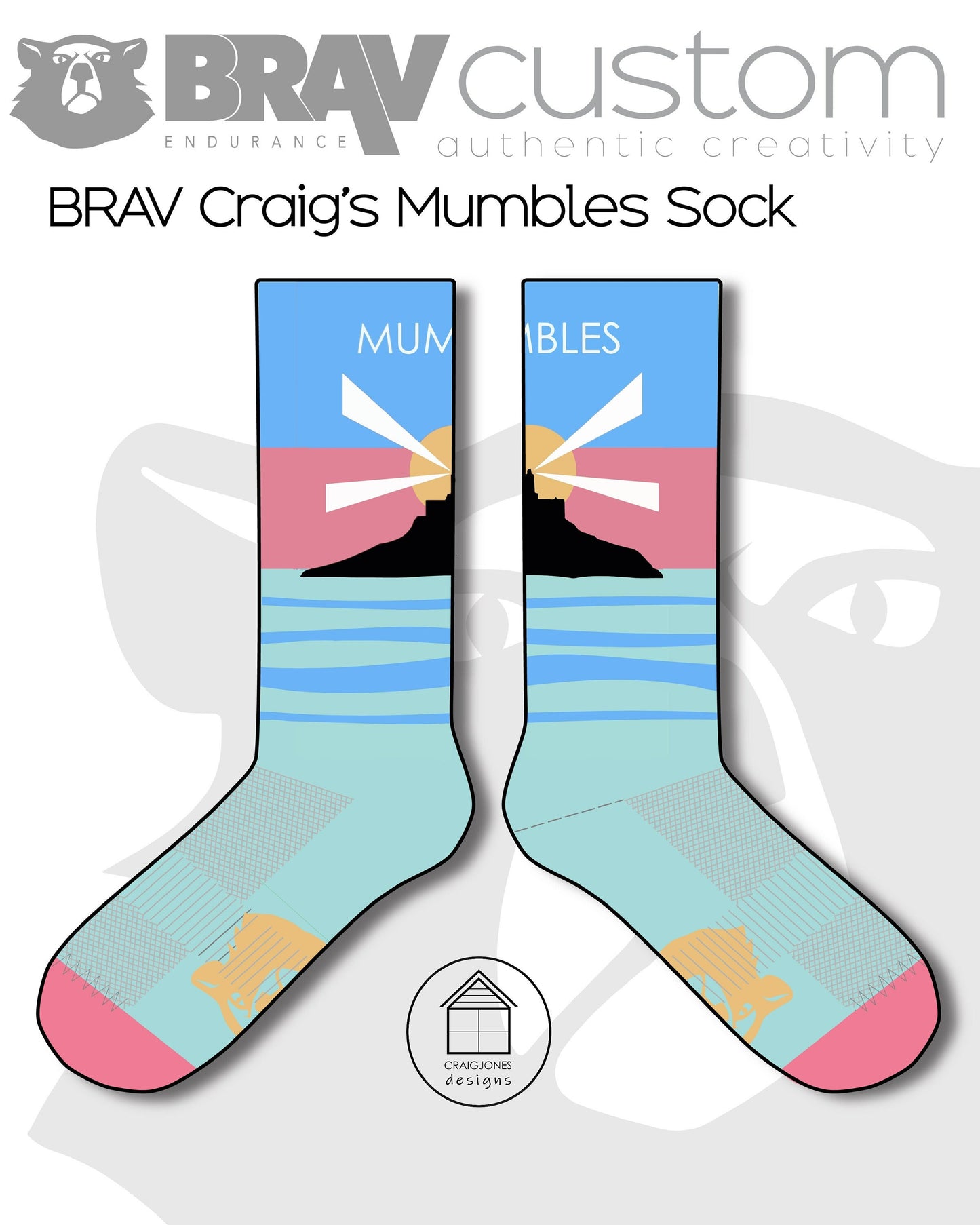Mumbles Lighthouse Socks, Gower Peninsula