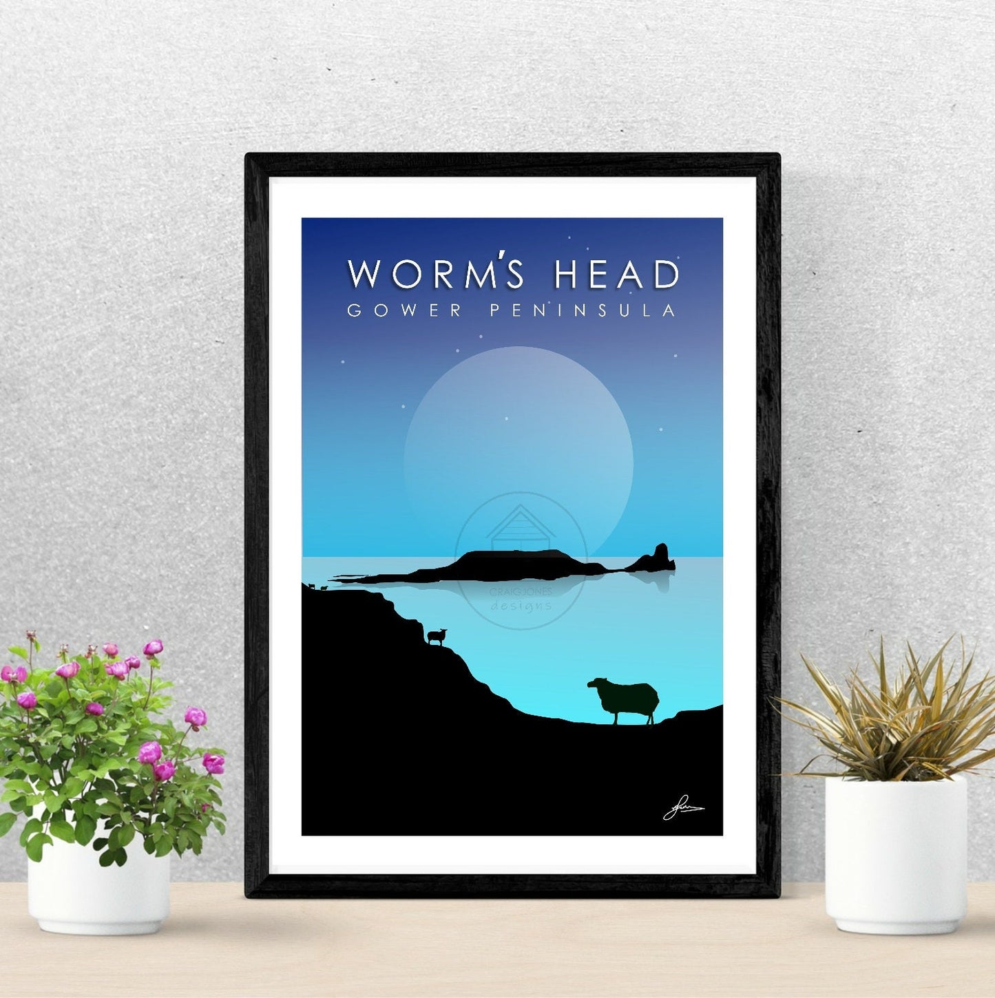 Worm’s Head Lunar, Gower Peninsula Print, Gloss Card, Unframed