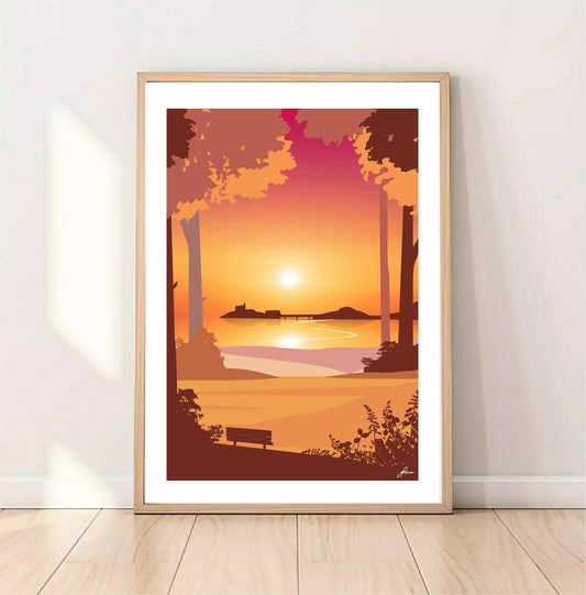 Mumbles Sunrise, Gower Peninsula Print, Gloss Card, Unframed