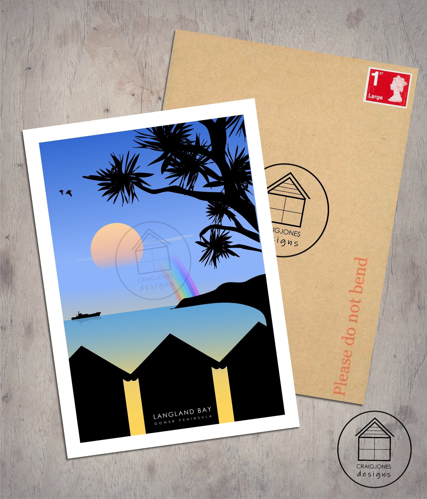 Langland Bay, Gower Peninsula Print, Gloss Card, Unframed