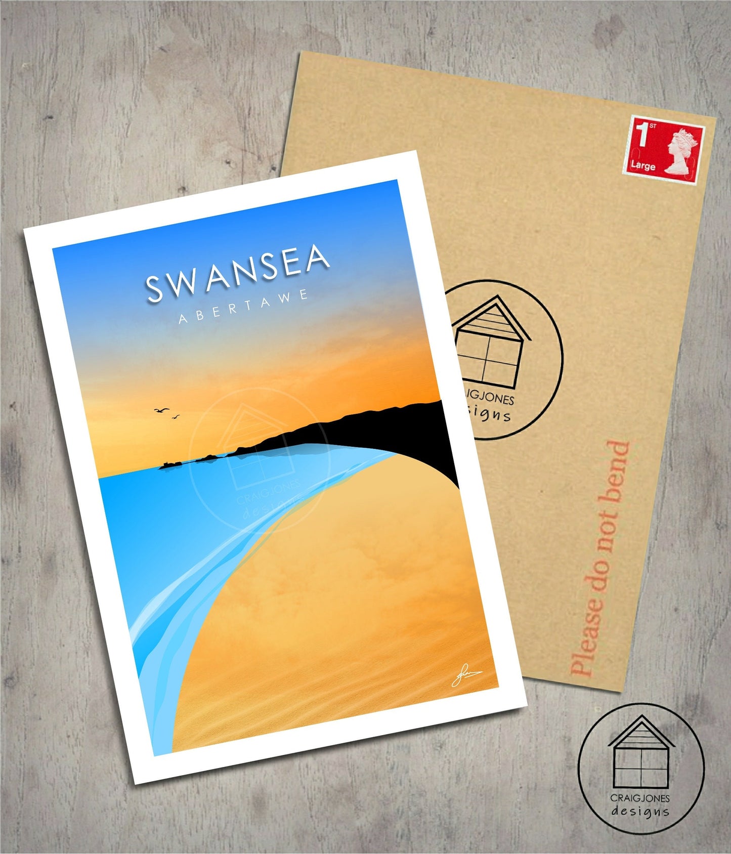 Swansea, Abertawe Print, Gloss Card, Unframed