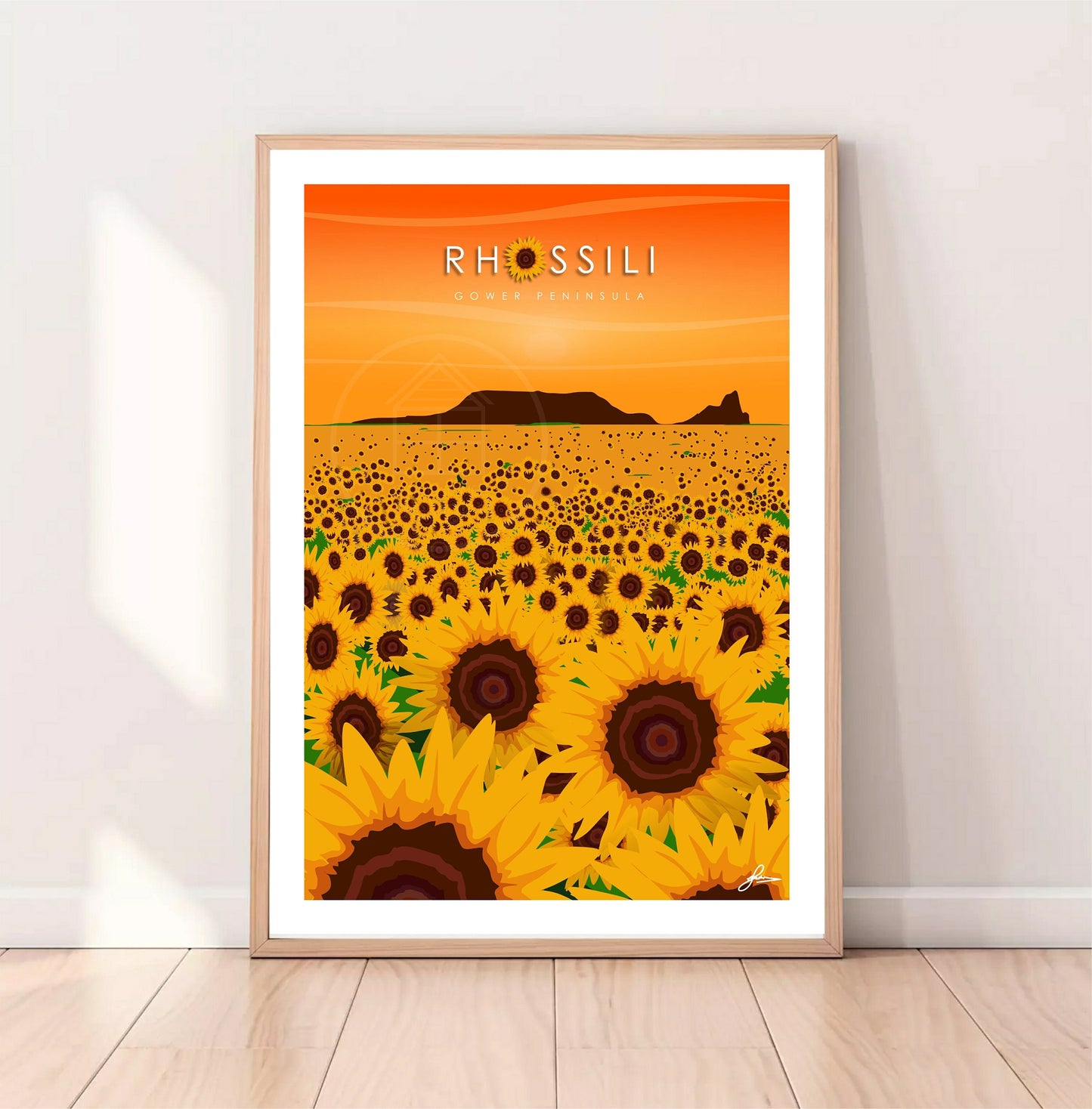 Rhossili Sunflowers, Gower Peninsula Print Gloss Card, Unframed