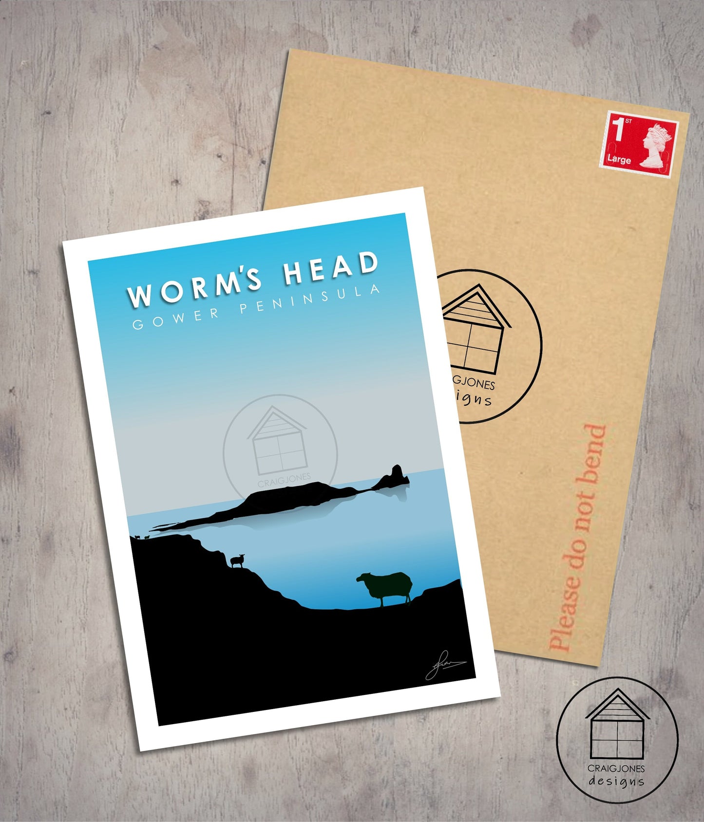 Worm’s Head Blue, Gower Peninsula Print Gloss Card Unframed