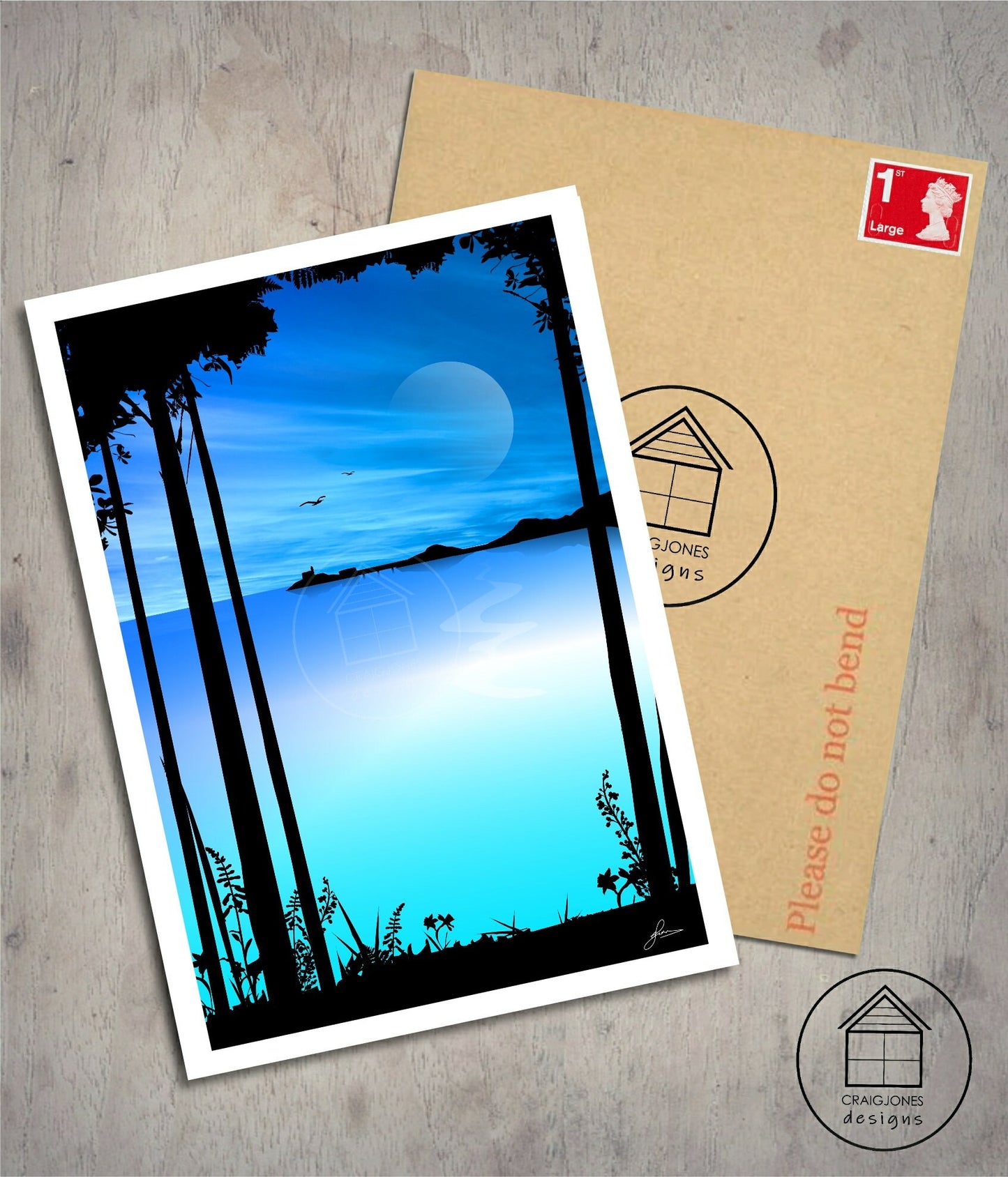 Mumbles Moonlight Print, Gower Peninsula, Gloss Card, Unframed