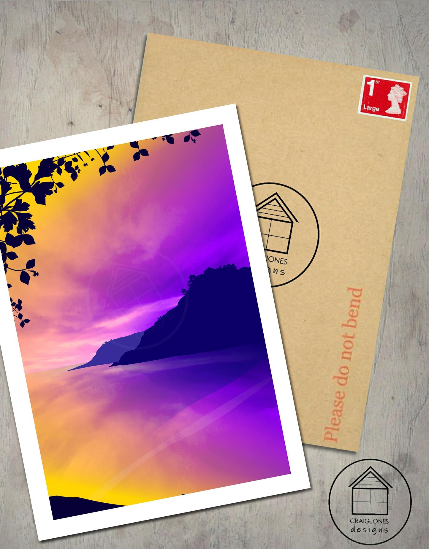 Caswell Bay, Gower Peninsula A4 Print Gloss Card Unframed