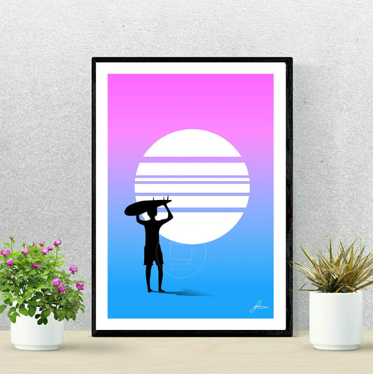 Surfer Guy Endless Summer, Gloss Card, Unframed