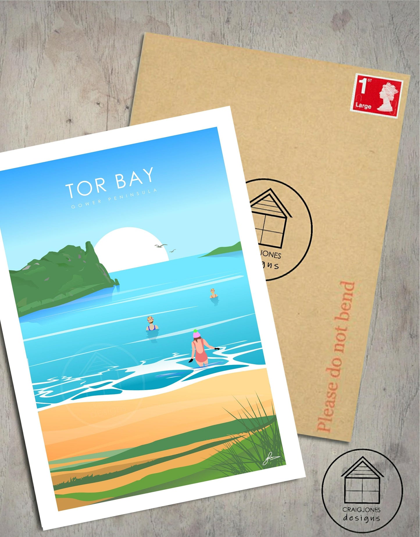Tor Bay Dipping Print, Gloss Card, Unframed