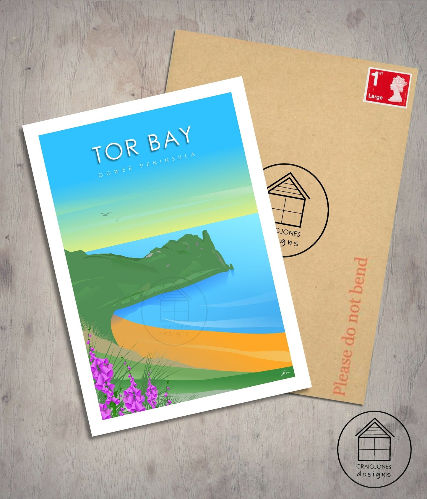 Tor Bay, Gower Peninsula Print, Gloss Card, Unframed