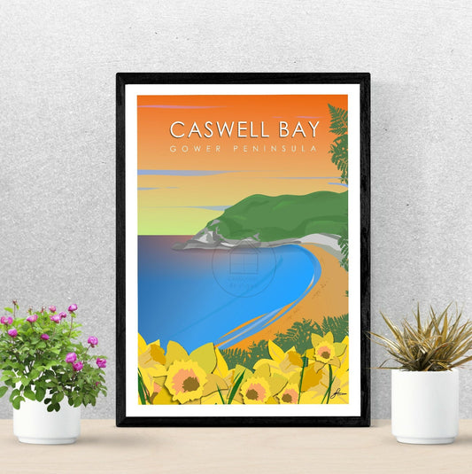 Caswell Bay Gold, Gower Peninsula Print, Gloss Card, Unframed