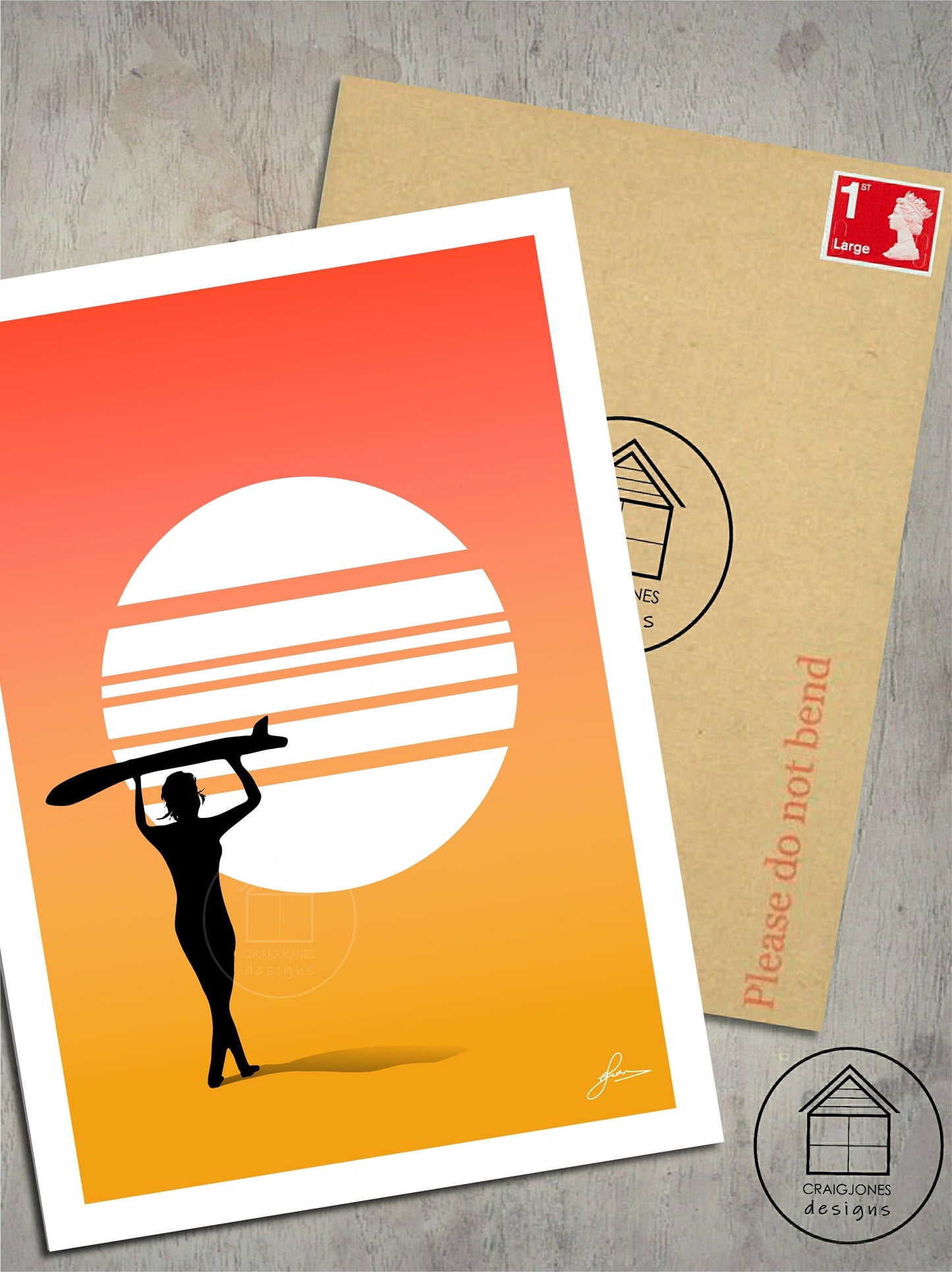 Surfer Girl Endless Summer Print, Gloss Card, Unframed