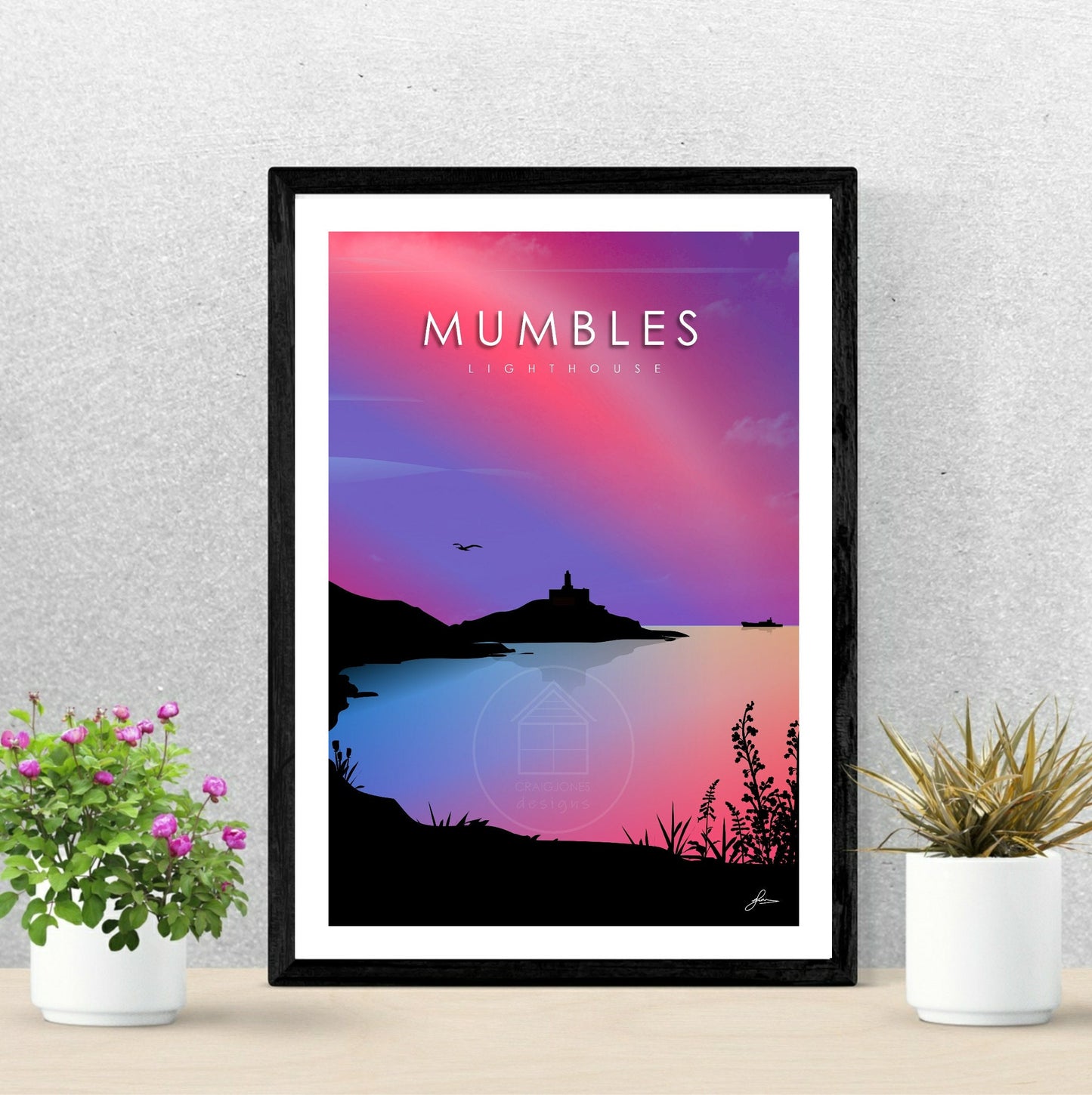Mumbles Lighthouse, Gower Peninsula Print, Gloss Card, Unframed