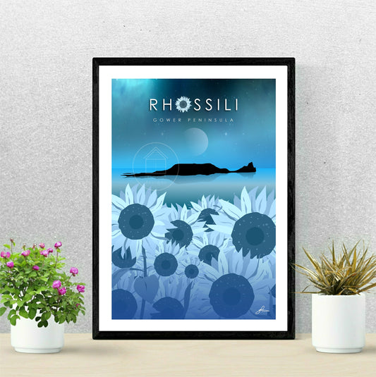 Rhossili Sunflowers, Gower Peninsula Print, Gloss Card, Unframed