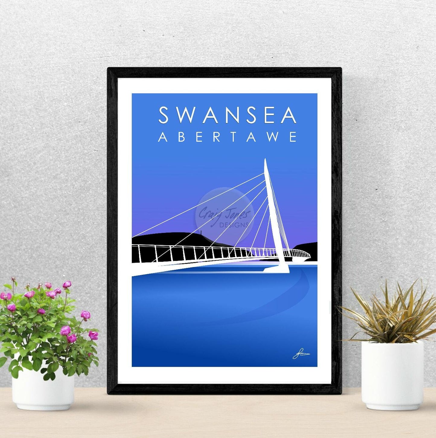 Swansea Sail Bridge, Abertawe, Gower Peninsula Print, Gloss Card, Unframed