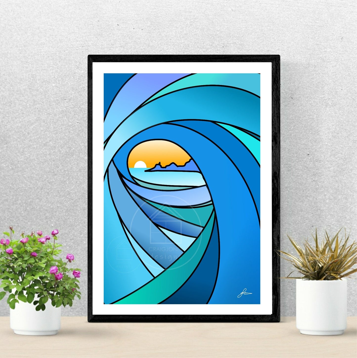Mumbles Glass Wave, Gower Peninsula Print, Gloss Card, Unframed