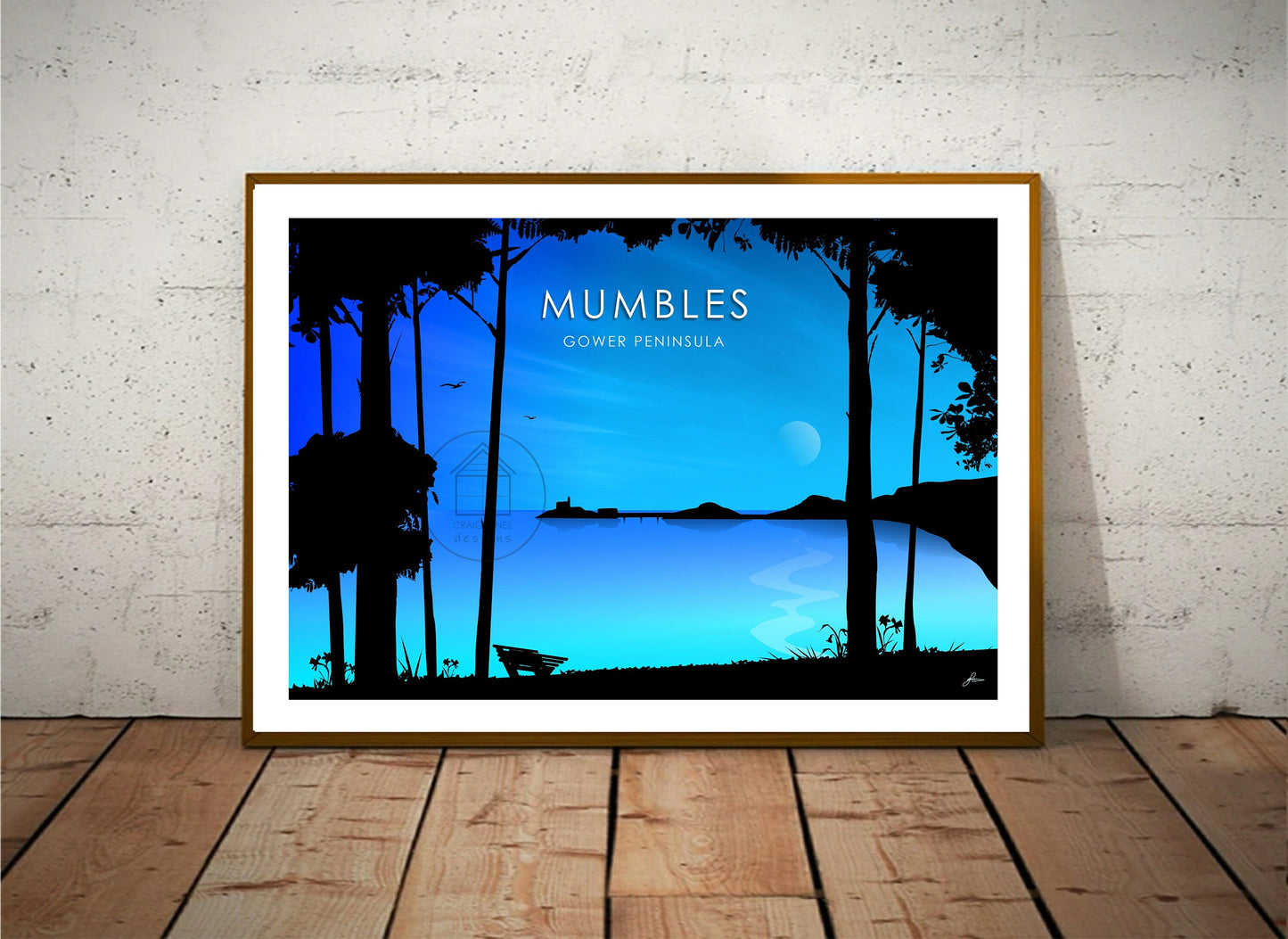 Mumbles Midnight, Gower Peninsula Print, Gloss Card, Unframed