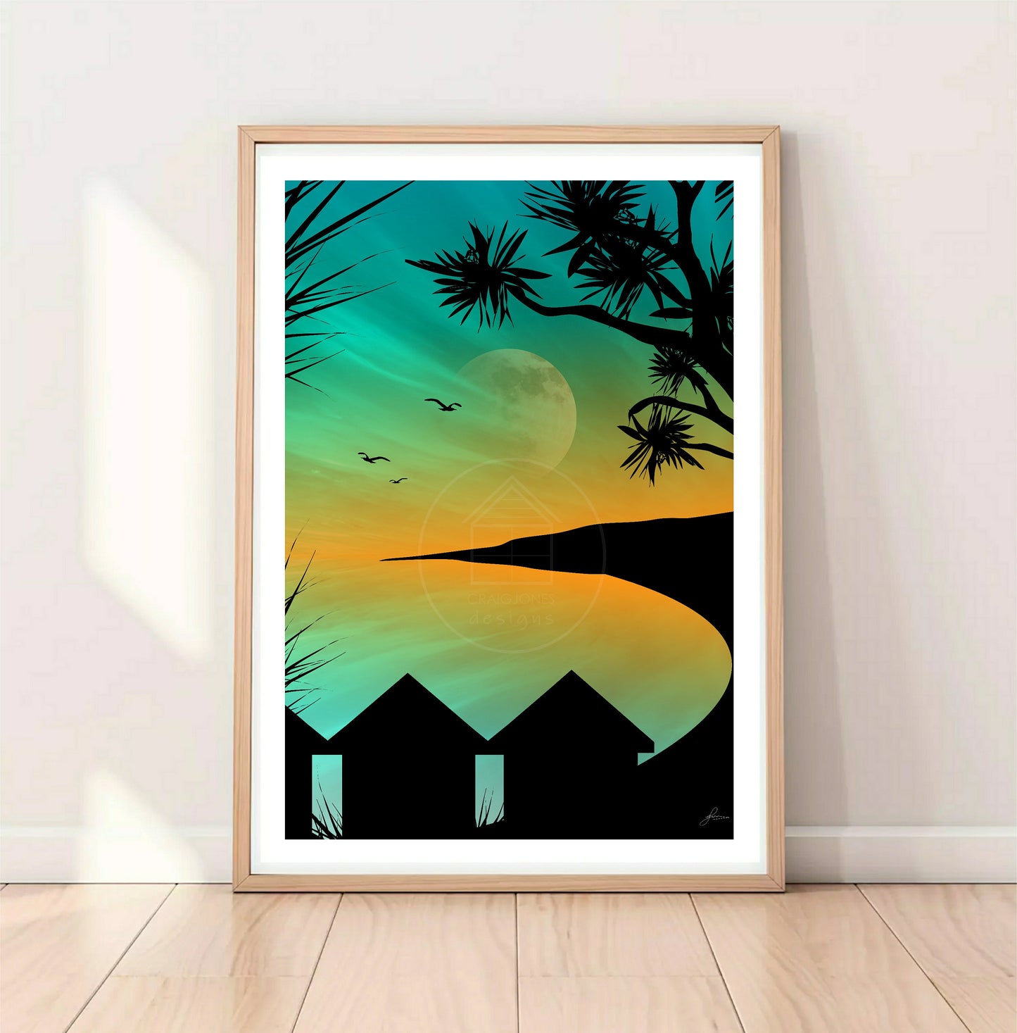 Langland Bay Emerald Green Print, Gower Peninsula, Gloss Card, Unframed