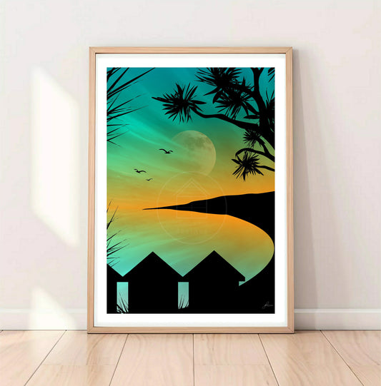 Langland Bay Emerald Green Print, Gower Peninsula, Gloss Card, Unframed