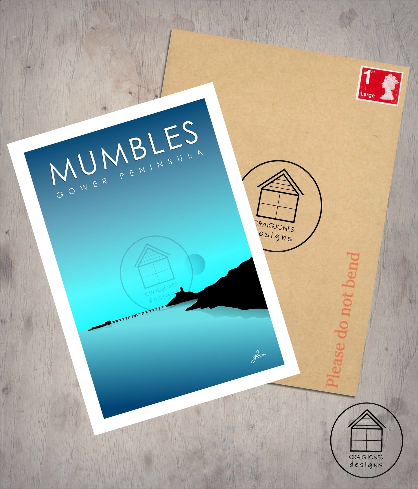 Mumbles Fading Light, Gower Peninsula Print, Gloss Card, Unframed
