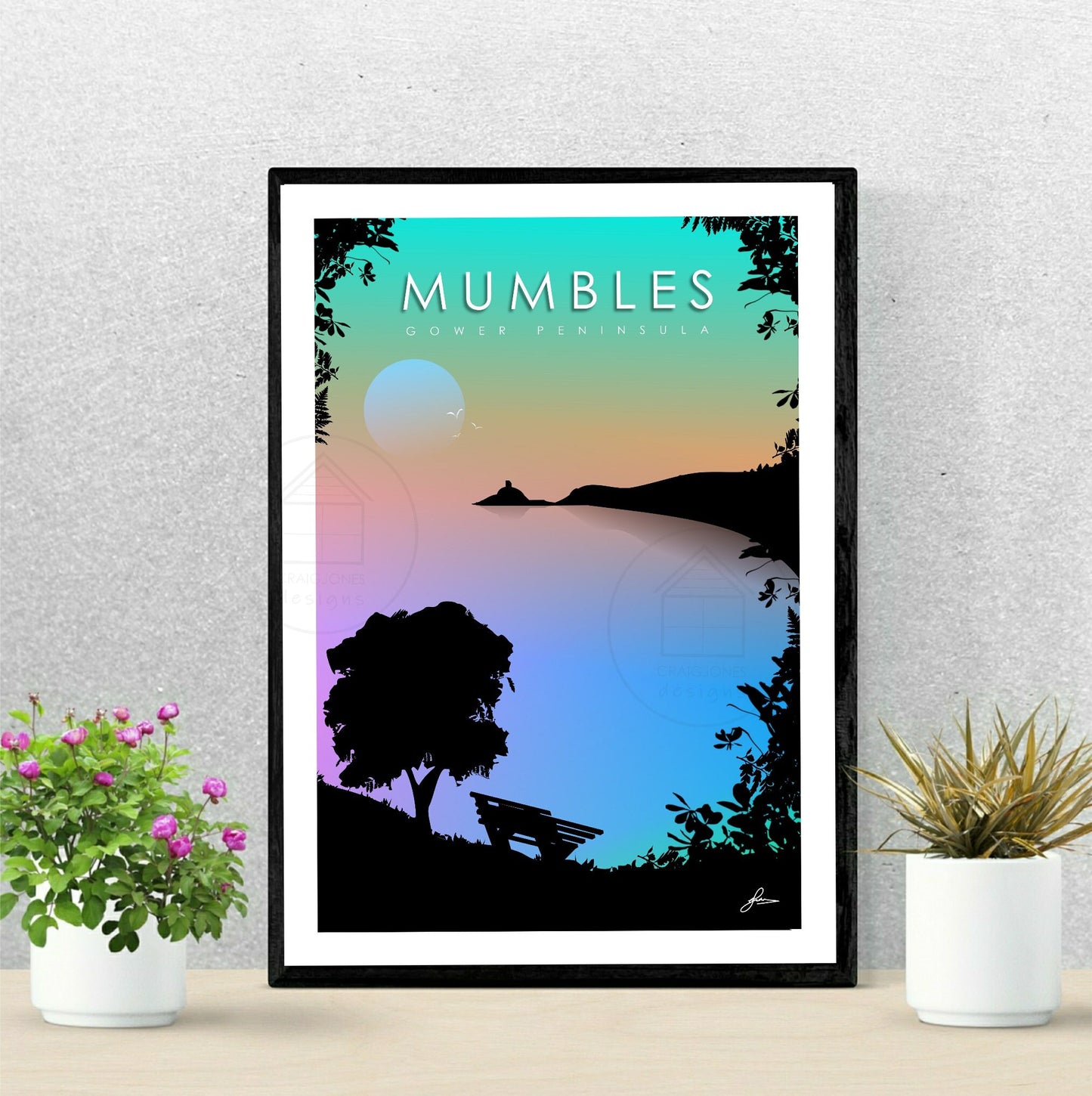 Mumbles Tropical, Gower Peninsula Print, Gloss Card, Unframed