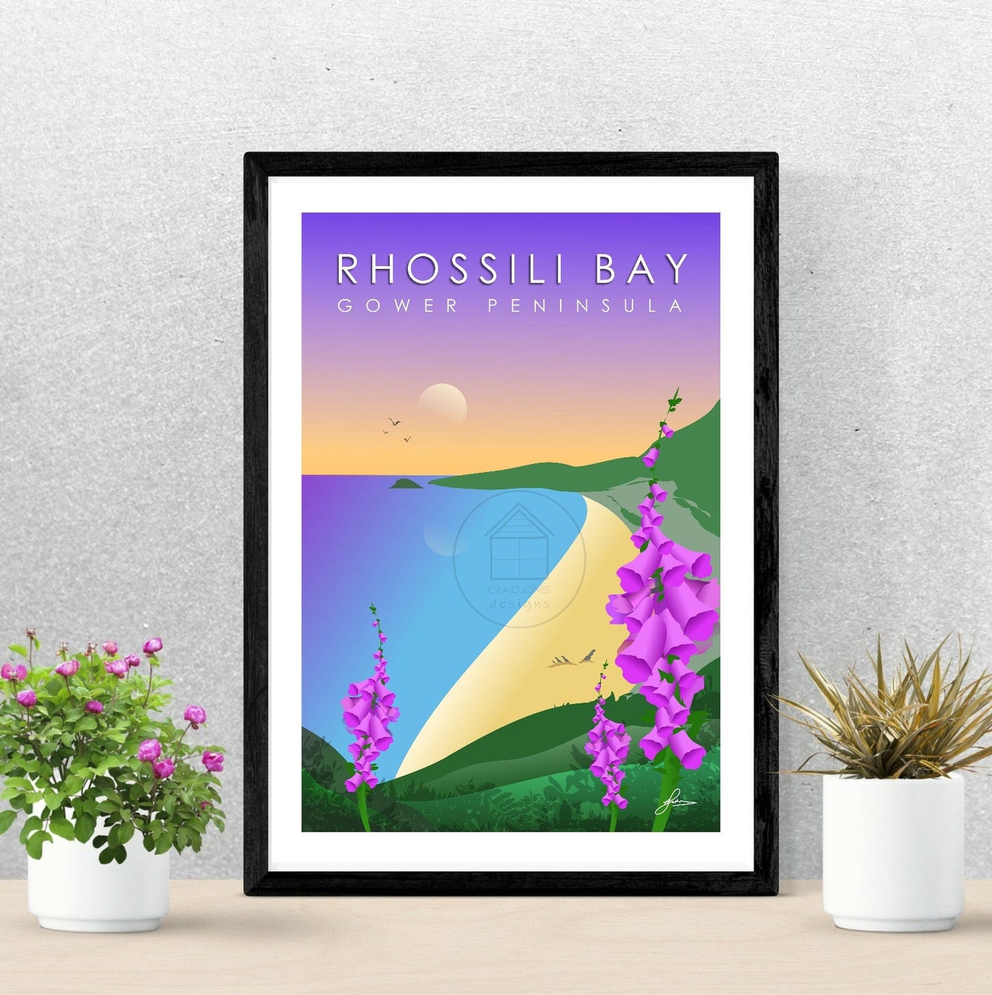 Rhossili Bay Foxglove, Gower Peninsula Print, Gloss Card, Unframed